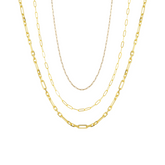 Paperclip Link Chain Sterling Silver Necklace Layering Set